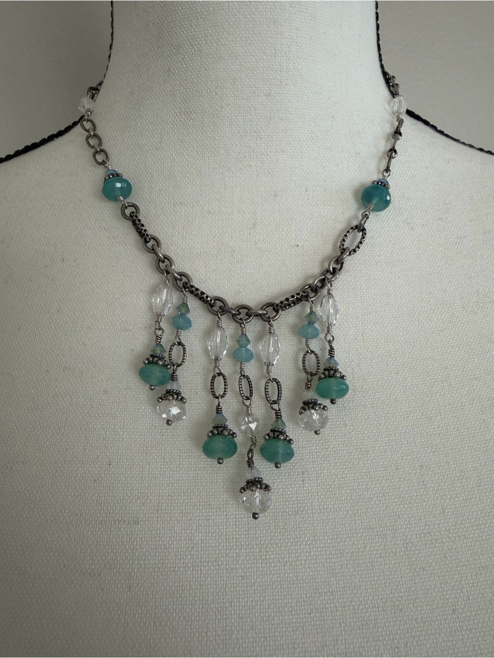 Tres Jolie Bead and Crystal Dangle Necklace and braclet set- Women's Jewelry